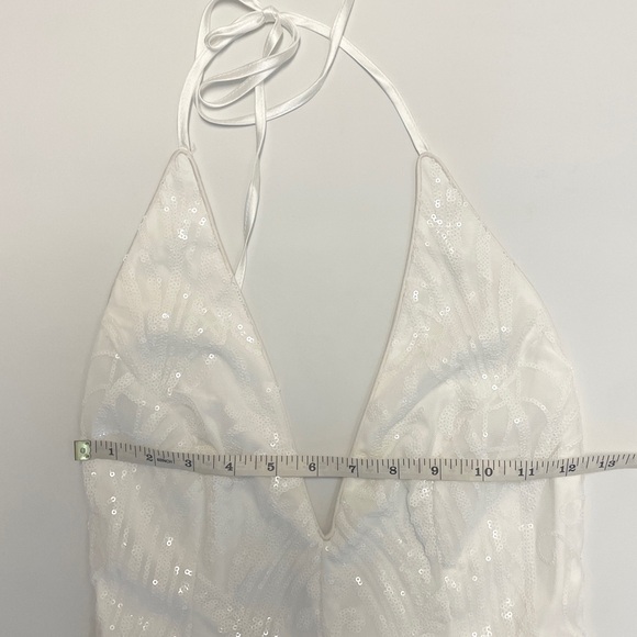 Lulus | White | Sequin | V-Neck | Backless | Mini | Dress | Size XS - Picture 14 of 15